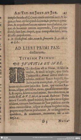 Ad Libri Primi Pandectarum Titulum Primum: De Iustitia Et Iure
