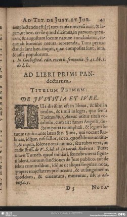 Ad Libri Primi Pandectarum Titulum Primum: De Iustitia Et Iure