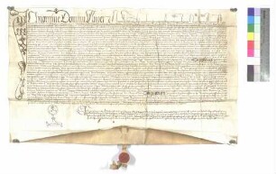 Die Richter der Straßburger Kurie stellen über die vom Papst Gregor XI. am 1. April (kal. Aprilis) 1375 dem Predigerorden erteilte Bulle über Güterbesitz des Ordens ein Transsumpt in Form eines Notariatsinstruments aus.