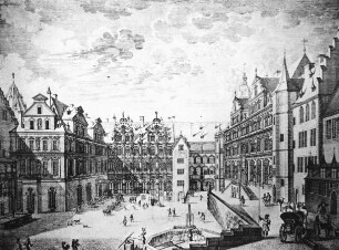 Heidelberg, Schloss, Nordseite des Innenhofes (graphische Darstellung)