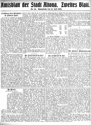 Nummer 28. Zweites Blatt. : Sonnabend, den 12. Juli 1924