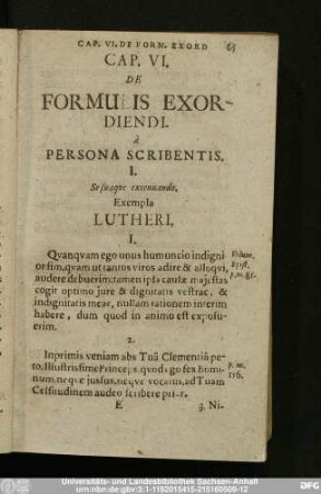 Cap. VI. De Formulis Exordiendi.