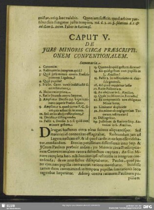 Caput V. De Jure Minoris Circa Praescriptionem Conventionalem
