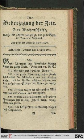 XIII. Stueck, Ohrdruf den 3. April 1772.