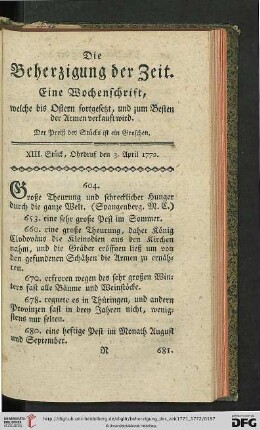 XIII. Stueck, Ohrdruf den 3. April 1772.