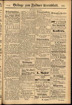 Zweite Ausgabe vom Donnerstag, den 14. Dezember 1893.