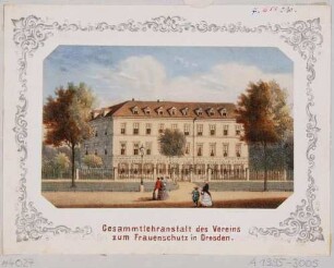 Das Haus Georgenstraße 3 in Dresden-Neustadt, ab 1850 Sitz des "Vereins zum Frauenschutz" der Gründerin Amalie Marschner