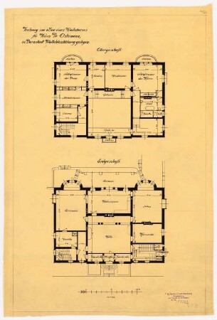 Villa Ostermann, Darmstadt Projekt II: Grundrisse EG und OG, 1:100