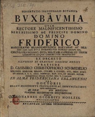 Dissertatio inauguralis botanica de Buxbaumia