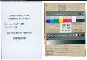 Entnazifizierung Hans Heinrich Winand , geb. 10.10.1901 (Lagerist)