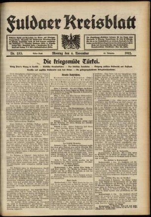 Erste Ausgabe vom Montag, den 04. November 1912.