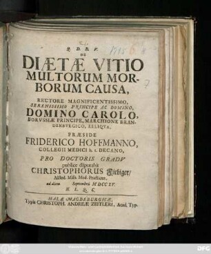 De Diætæ Vitio Multorum Morborum Causa