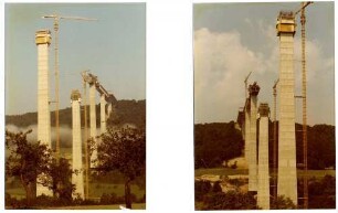 Kochertalbrücke, km 679,942 - 681,070 Gebaut Oktober 1976 - 15.Oktober 1979. Freivorbau, Pfeiler