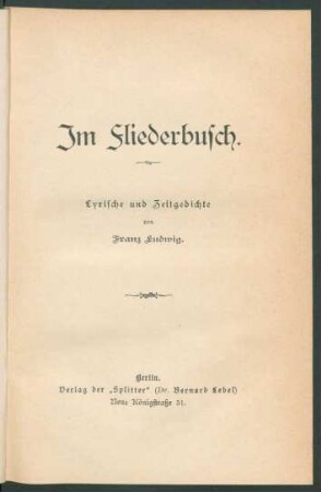 Im Fliederbusch : lyrische und Zeitgedichte