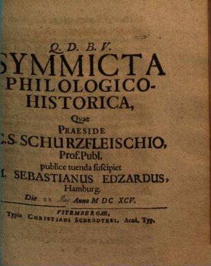 Symmicta Philologico-Historica