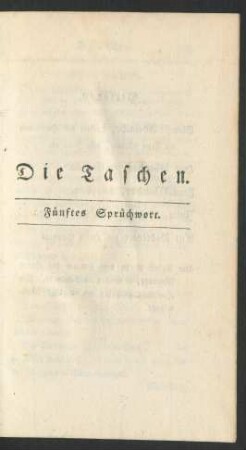 Die Taschen. Fünftes Sprüchwort
