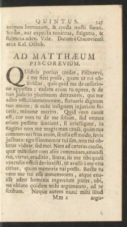 Ad Matthaeum Piscorevium.