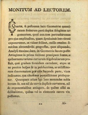 Institutionum Gometricarum Pars ... Sive Geometria Elementaris, Conscripta In Usum Tironum. 4, De Curvis Algebraicis Altiorum Ordinum, Et Locis Geometricis