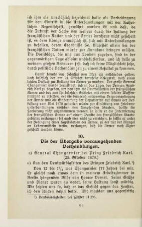 10. Die der Übergabe vorausgehenden Verhandlungen