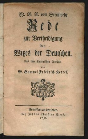 Rede zur Vertheidigung des Witzes der Deutschen
