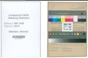 Entnazifizierung Heinrich Niemann , geb. 10.10.1900 (Uhrmacher)