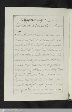 Chapitre vingt six. Les beautez de l'ensemble du Menuet