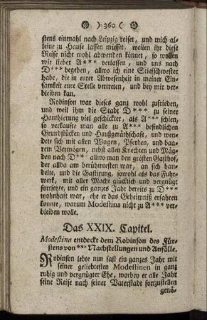 Das XXIX. Capitel. Modestina entdeckt dem Robinson des Fürstens ... – Das XXX. Capitel. Robinsons jetziger Zustand ...
