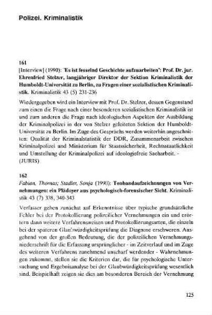 125-138, Polizei. Kriminalistik