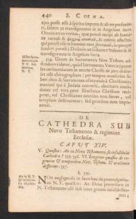 De Cathedra Sub Novo Testamento & regimine Ecclesiae. Caput XIV.