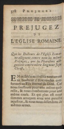 Prejugez De L'Eglise Romaine