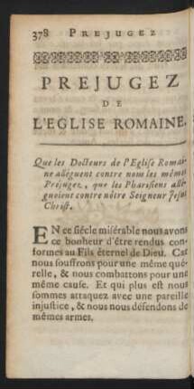 Prejugez De L'Eglise Romaine