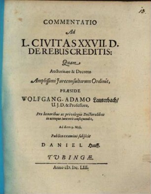 Commentatio Ad L. Civitas XXVII. D. De Rebus Creditis