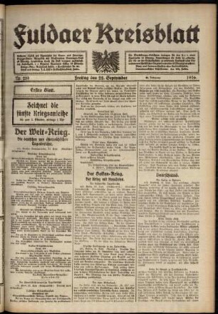 Erste Ausgabe vom Freitag, den 22. September 1916.