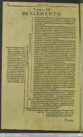 Tabula IX. De Elemento