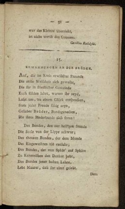 15. Ermahnungen an die Brüder. - 28. Trinkt, trinkt, trinkt!