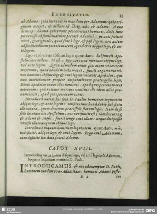 Caput XVIII. Introducitur vivus homo absque lege, vel antè legem & Adamum, loquens secundum mentem D. Pauli