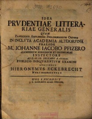 Idea prudentiae litterariae generalis