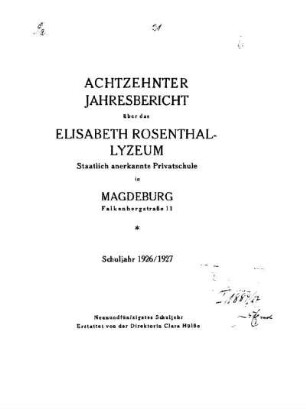 1926/27: Jahresbericht ... - 1926/27