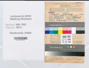 Entnazifizierung Walter Dombrowski, geb. 20.01.1908 (Richter)