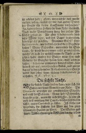 Die sechste Nacht.