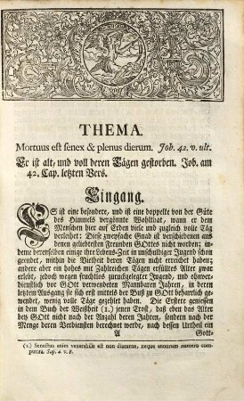 Täg- und verdiensten-volles Alterthum, welches ... Herr Joannes Bernardus Mayer, ... Weih-Bischoff zu Wirtzburg, ... durch preis-würdigsten Lebens-Wandel erreichet, und den 7. September 1747 ... beschlossen hat : Trauer- und Lob-Red
