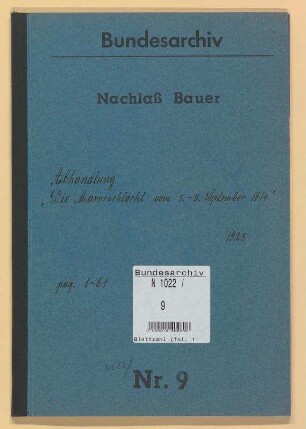"Die Marneschlacht vom 5. - 9. September 1914" (Abhandlung)