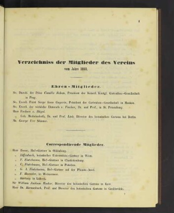 Verzeichniss der Mitglieder des Vereins vom Jahre 1850.