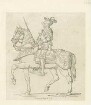König Franz I. von Frankreich in Rüstung und Lanze zu Pferd, 16. Jahrh., Seitenansicht
