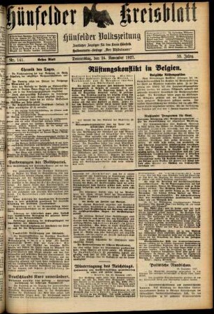 Erste Ausgabe vom Donnerstag, den 24. November 1927.