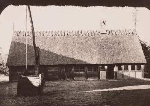 Reetgedecktes Bauernhaus mit Ziehbrunnen, Lyngby, Dänemark