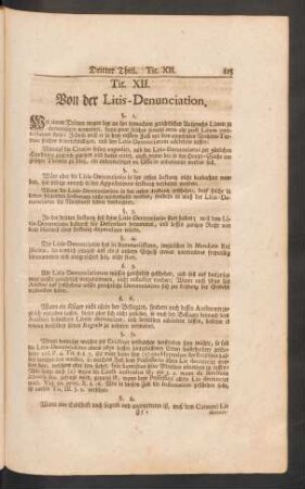 Tit. XII. Von der Litis-Denunciation.