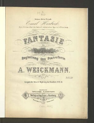 Fantasie für Violoncell mit Begleitung des Pianofortes