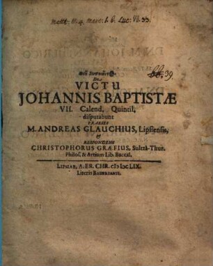 De victu Johannis Baptistae