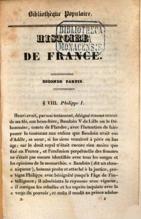 Histoire de France jusqu'en 1789, 3,2. (1833). - 112 S.